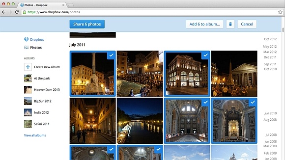 Documentenpreviews en fotoalbums bij Dropbox
