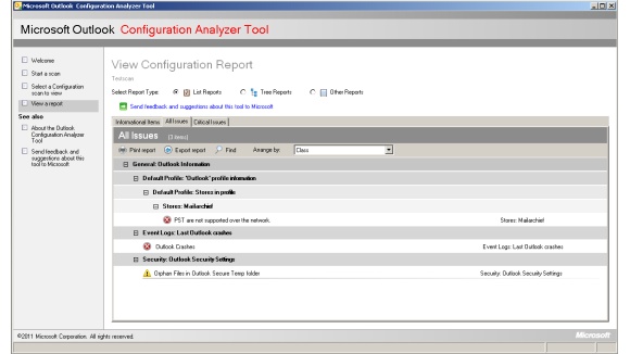 Microsoft Outlook Configuration Analyzer Tool