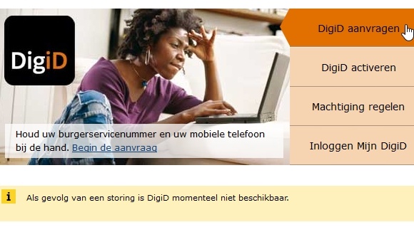 DigiD niet beschikbaar door storing